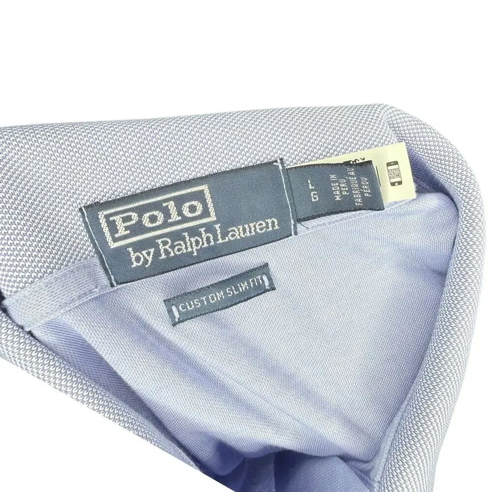 Polo Ralph Lauren Light Blue Custom Slim Fit Tipped Piqué Polo Shirt - Picture 3 of 8